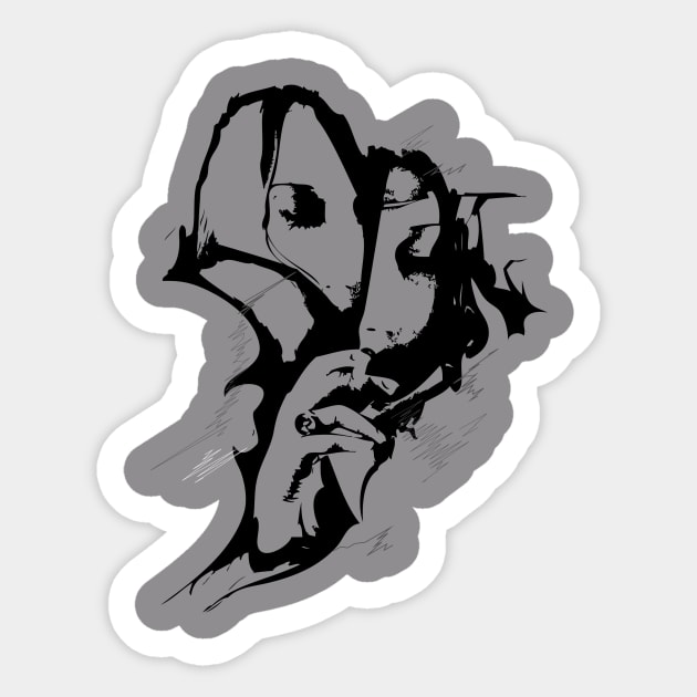 Smoking woman Sticker by lkn